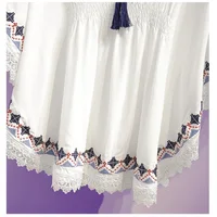 Femmes t-shirts d'été rétro Style Boho broderie Blouses cape haut ample coton dentelle ourlet manches chauve-souris Kimono chemises Blusa Feminina 6