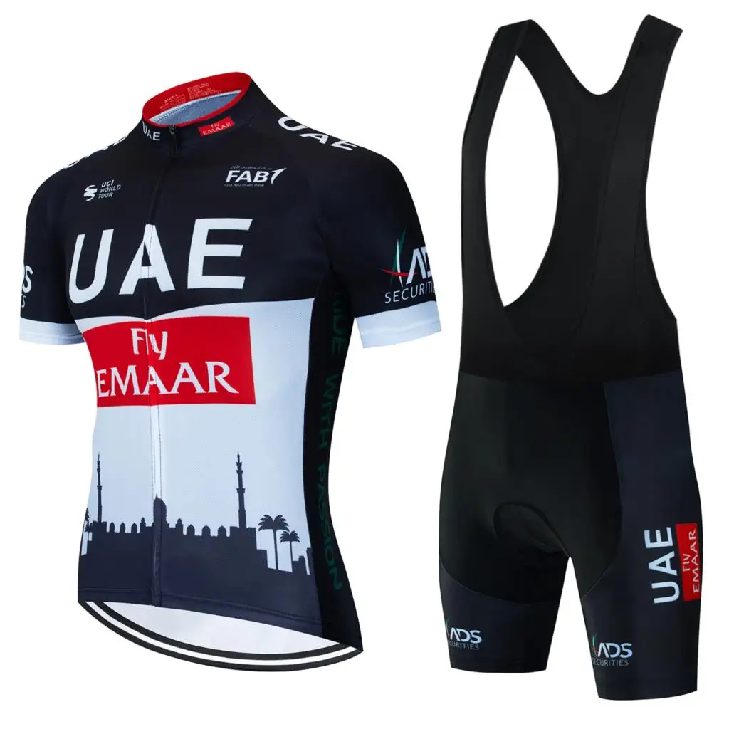 Cycling Bib Sleeve Jersey Men Set Sportswear UAE Mtb Summer Clothing