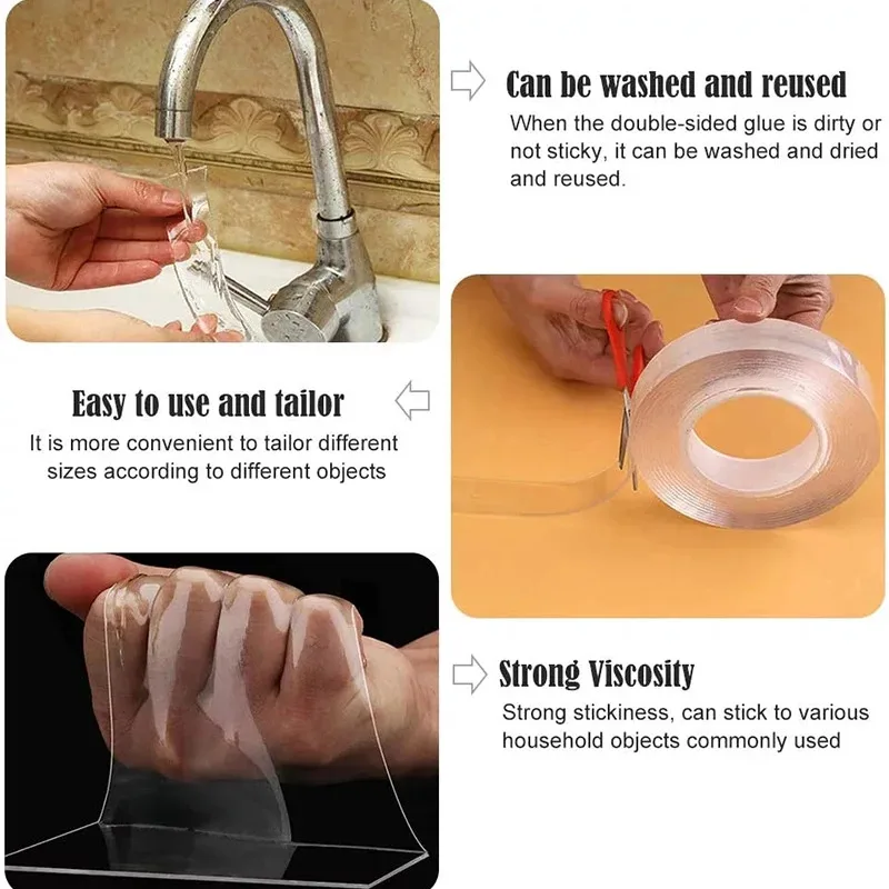 Long Strong Double-Sided Transparent Nano Adhesive Tape