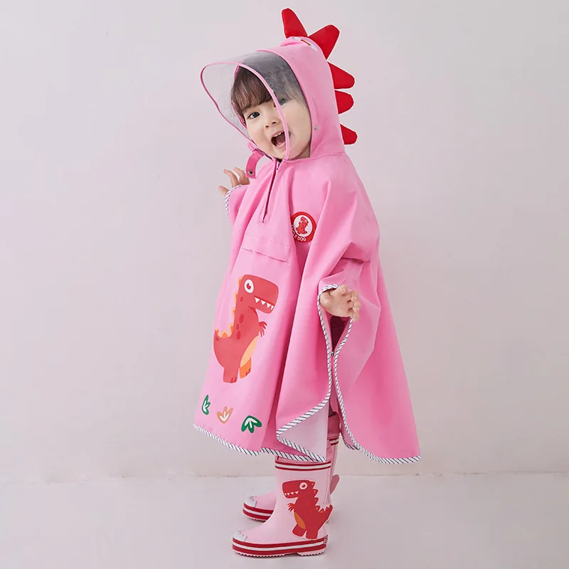 

80-125cm Kids Rain Coat Poncho For Children Baby's Raincoats Breathable Tour Boys Girls Rainwear Trench Dinosaur Shape