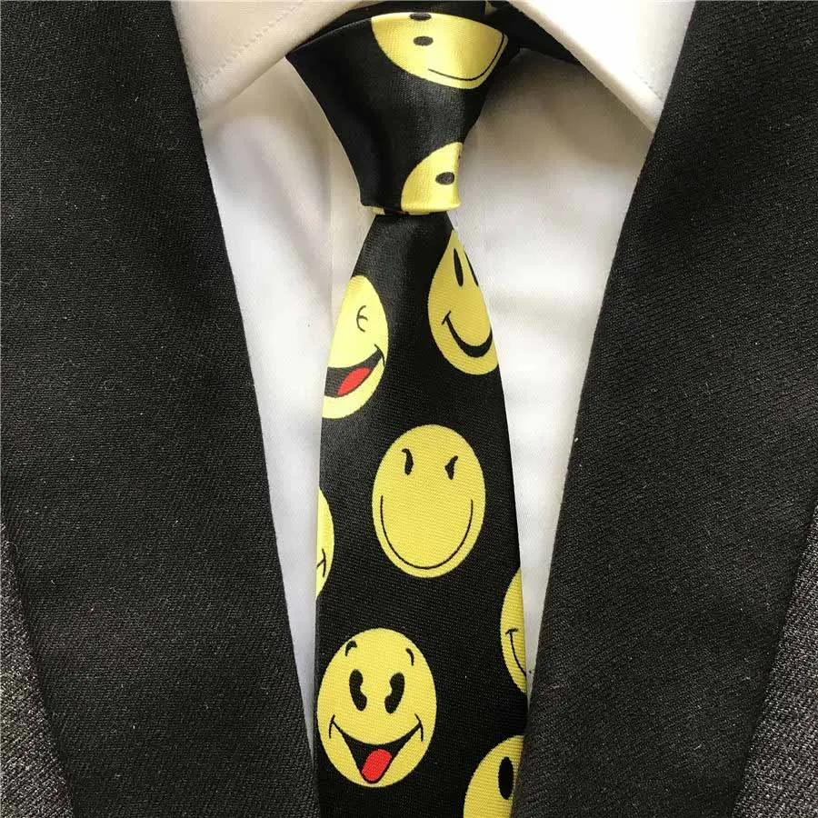 Corbatas de 5cm para hombre, corbatas negras sonrisa amarilla para cara feliz, corbatas para cuello fiesta para niños y hombres|tie 5cm|fashion tiesf tie - AliExpress