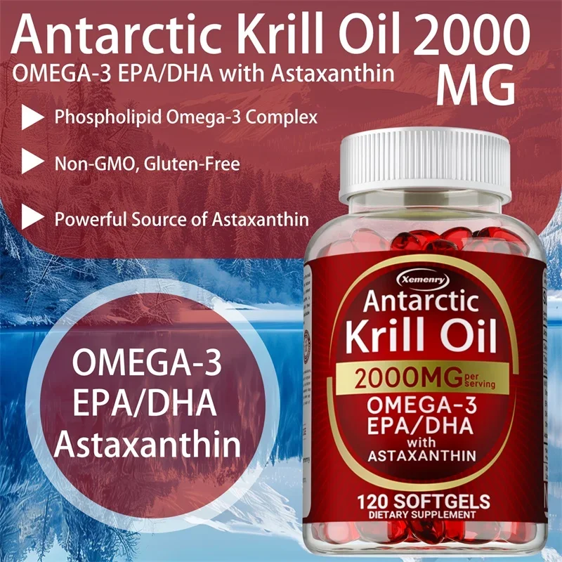 Antarctic Krill Oil Astaxanthin Capsules(EPA, DHA) Joint And Skin Health Support Immunity, Cardiovascular, Non-GmoSupplementsSup 1