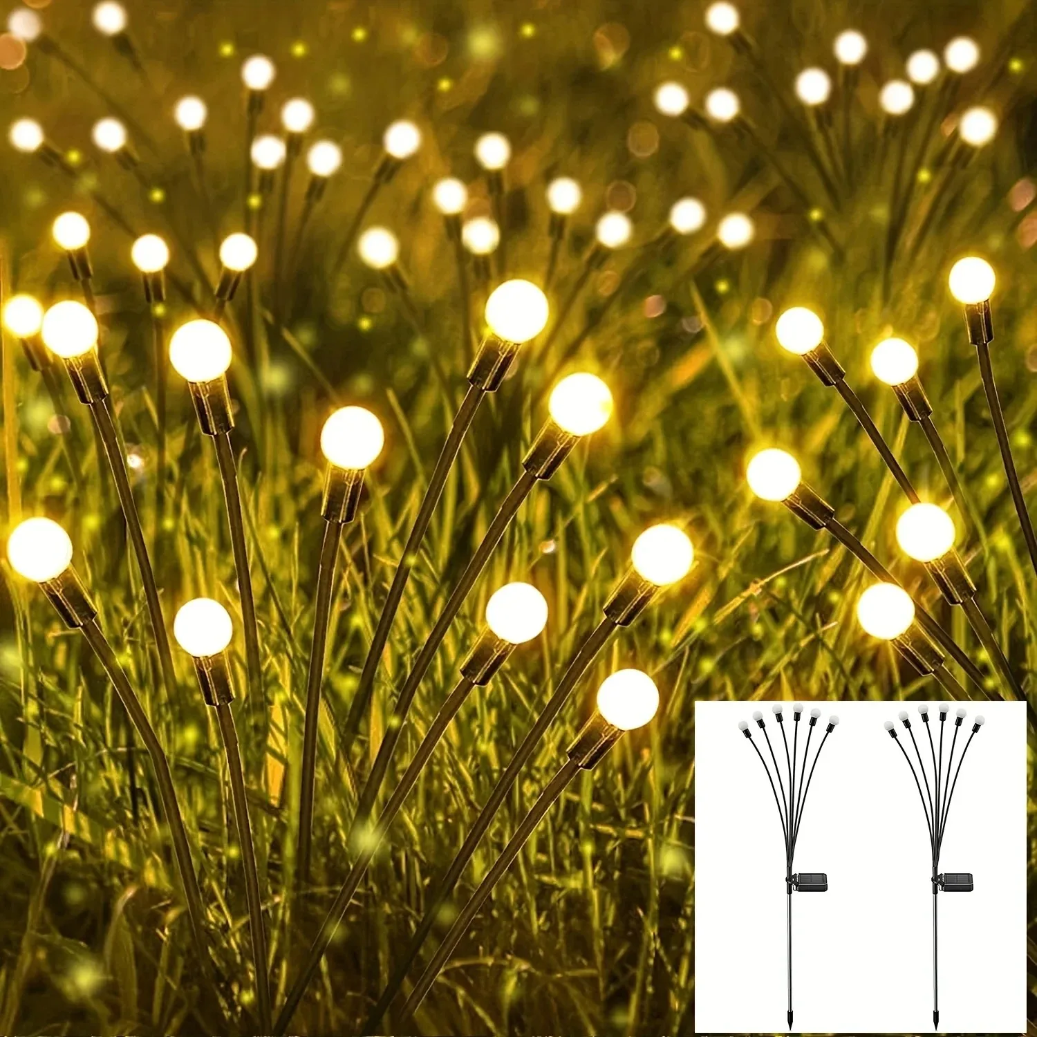 Description Picture 4 of item1PC 8 LED Solar Garden Lights Powered Firefly Lights Outdoor Waterproof Vibrant Garden Lights for Patio Pathway Decoration