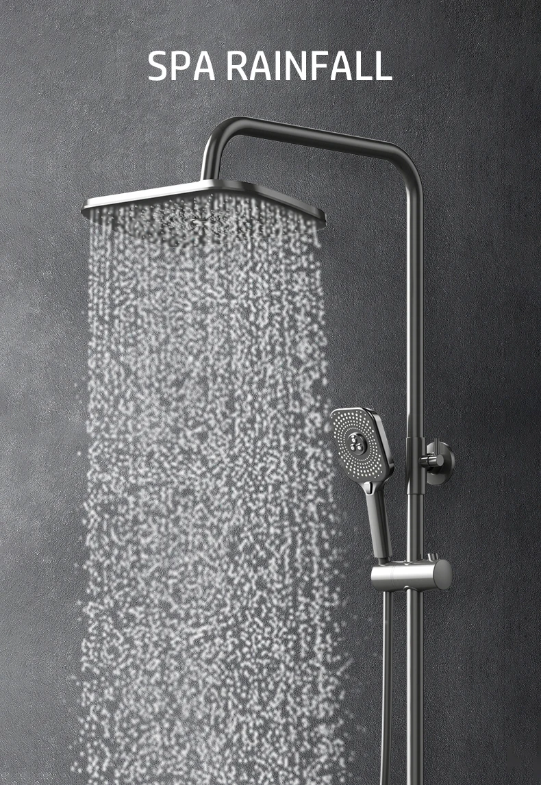 Description Picture 3 of itemLED Digital Shower System Hot Cold Mixer Shower Set Bathroom Wall Mount SPA Rainfall Gray Tap Bahtub Round Tube Luxury Faucets