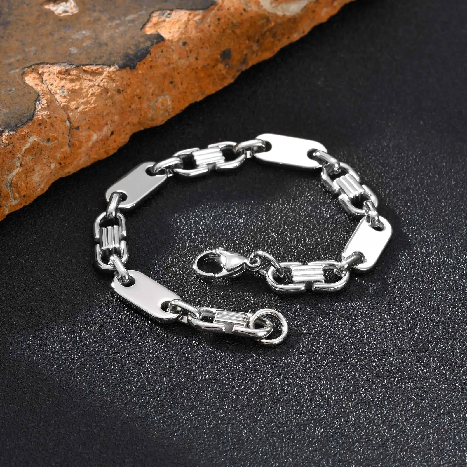 Vnox 8MM Stainless Steel Link Chain Bracelet for Men, 20.5cm Length Lobster Clasp Wristband, Trendy Gifts for Father Husband Son 5