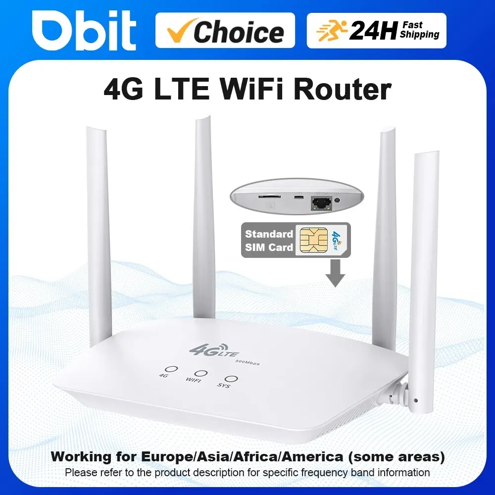 DBIT WiFi Router Tarjeta SIM 4G Módem Lte Router 4 Ganancia Antenas Soporta 32 Dispositivos Conexiones Aplicables a Europa Corea