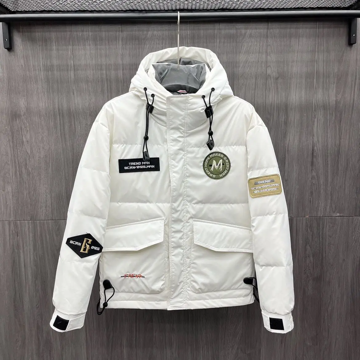 Men Canada Down Jacket Winter Warm Jacket Thick Hooded Military Bomber Multi-Pocket Coat Windproof Windbreaker Casual Loose