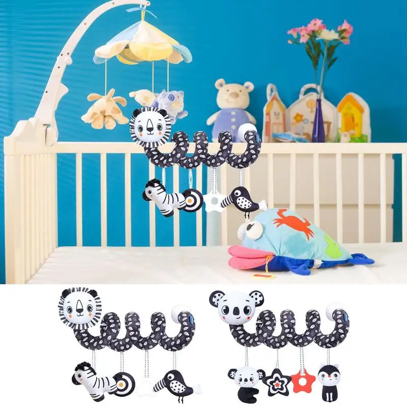 

Spiral Car Seat Toys High Contrast Black and White Newborn Early Development And Travel Toy Cute Spiral Carseat Gift for Baby
