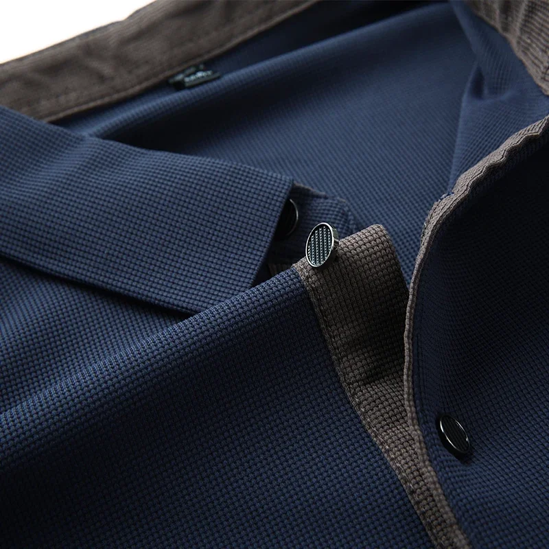 Polo da uomo in tinta unita a maniche lunghe casual da lavoro nuova Top versatile quattro stagioni caldo e confortevole alla moda - immagine 6