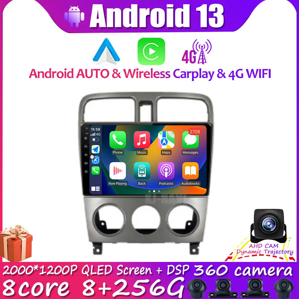 

Мультимедийная система с GPS-навигацией, Android 13, 4G, LTE, для Subaru Forester SG 2002-2008, 2 DIN, Авторадио для Carplay, видео, Wi-Fi, DSP, RDS