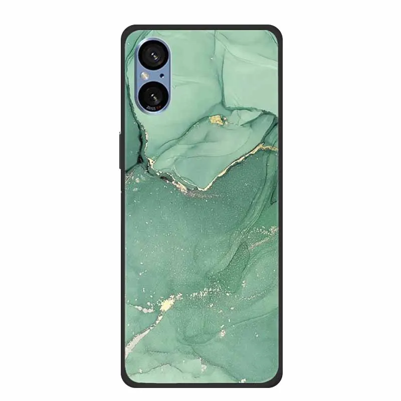 Elegant Marble Shockproof Soft Silicone TPU Back Cover for Sony Xperia 5V - Premium Phone Protection Case