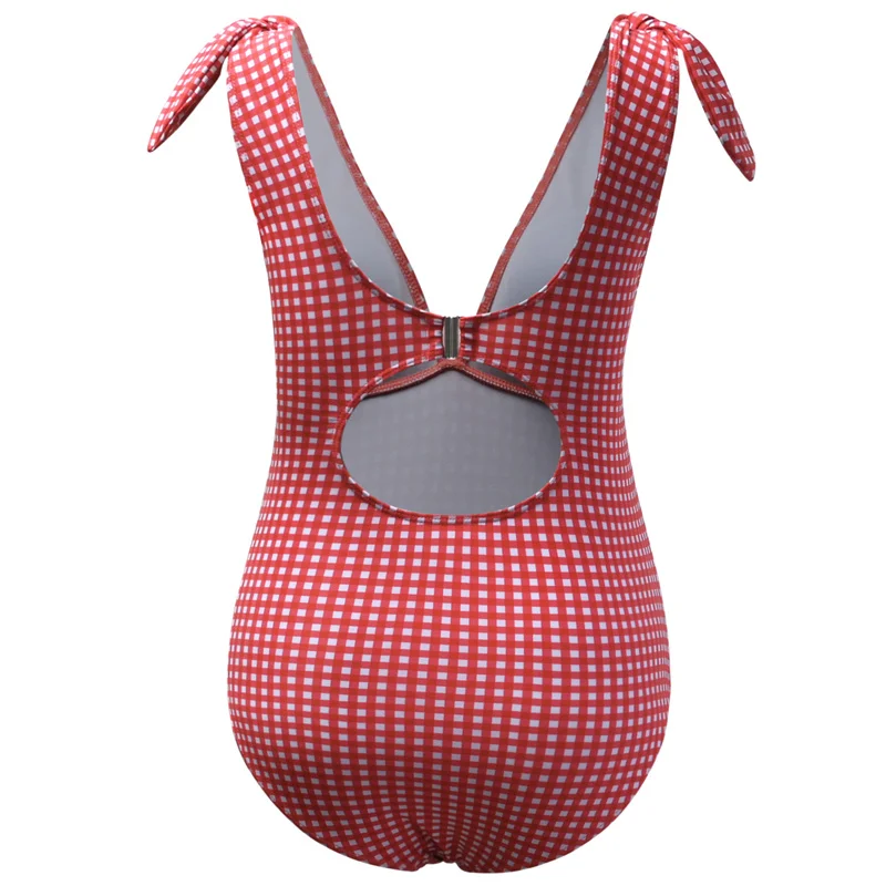 Maternity Swimsuits One Piece Pregnancy Swimwear Suit V-Neck Knotted Shoulder Straps Bathing Suit