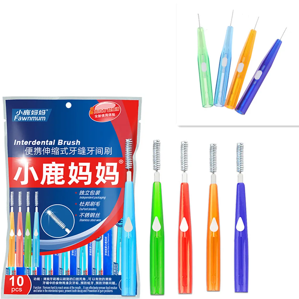 5/10pcs Interdental Brush Push-Pull Toothpicks Clean Teeth Brushes Braces Dental Tool Orthodontic I-shape Toothbrush 0.6-1.0mm