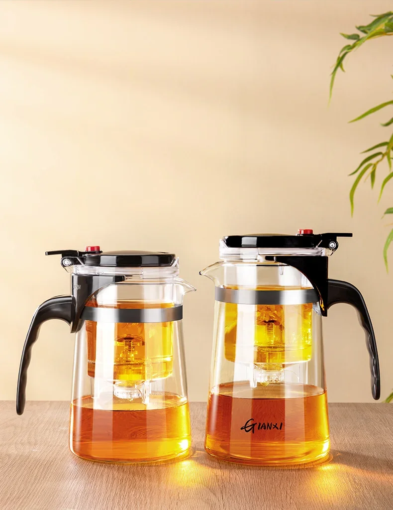 Teapot With Infuser Thickened Glass Heated Resistant Tea Pot One-button Filtering Tea Separation Kettle Tea Coffee Maker Teapot With Infuser Thickened Glass Heated Resistant Tea Pot One-button Filtering Tea Separation Kettle Tea Coffee Maker