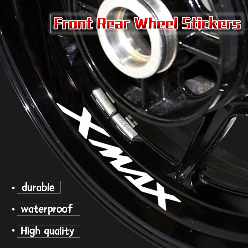 XMAX Motorcycle Wheel Sticker For xmax XMAX300 XMAX400 XMAX250 X-MAX 125 8 X Tire Reflective Rim Stripe Tape Decals Waterproof