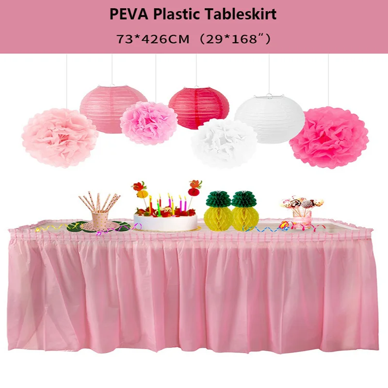 Plastic Table Skirt Disposable Rectangular Tablecloth Skirt Graduation Baby Shower Wedding Birthday Party ZOYA