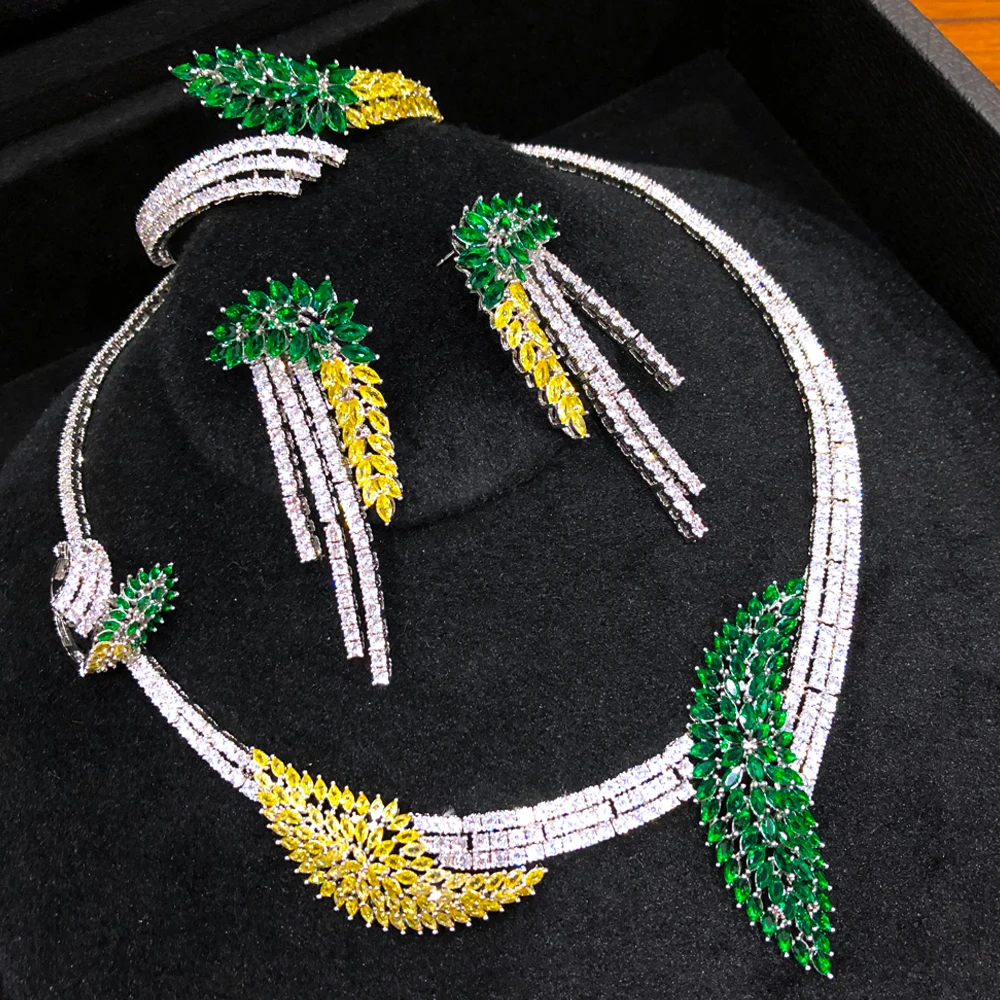 

Missvikki Роскошные Очаровательные 4 шт. ожерелье женское кольцо в африканском стиле Дубай Свадебные серьги 2021 тренд
