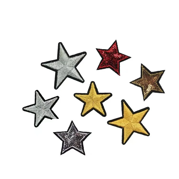 Description Picture 3 of item10pcs Silver Sequined Star Patches Iron On Sewing Embroidery Badge Sticker For DIY Clothes Decoration Garment Fabric Appliques