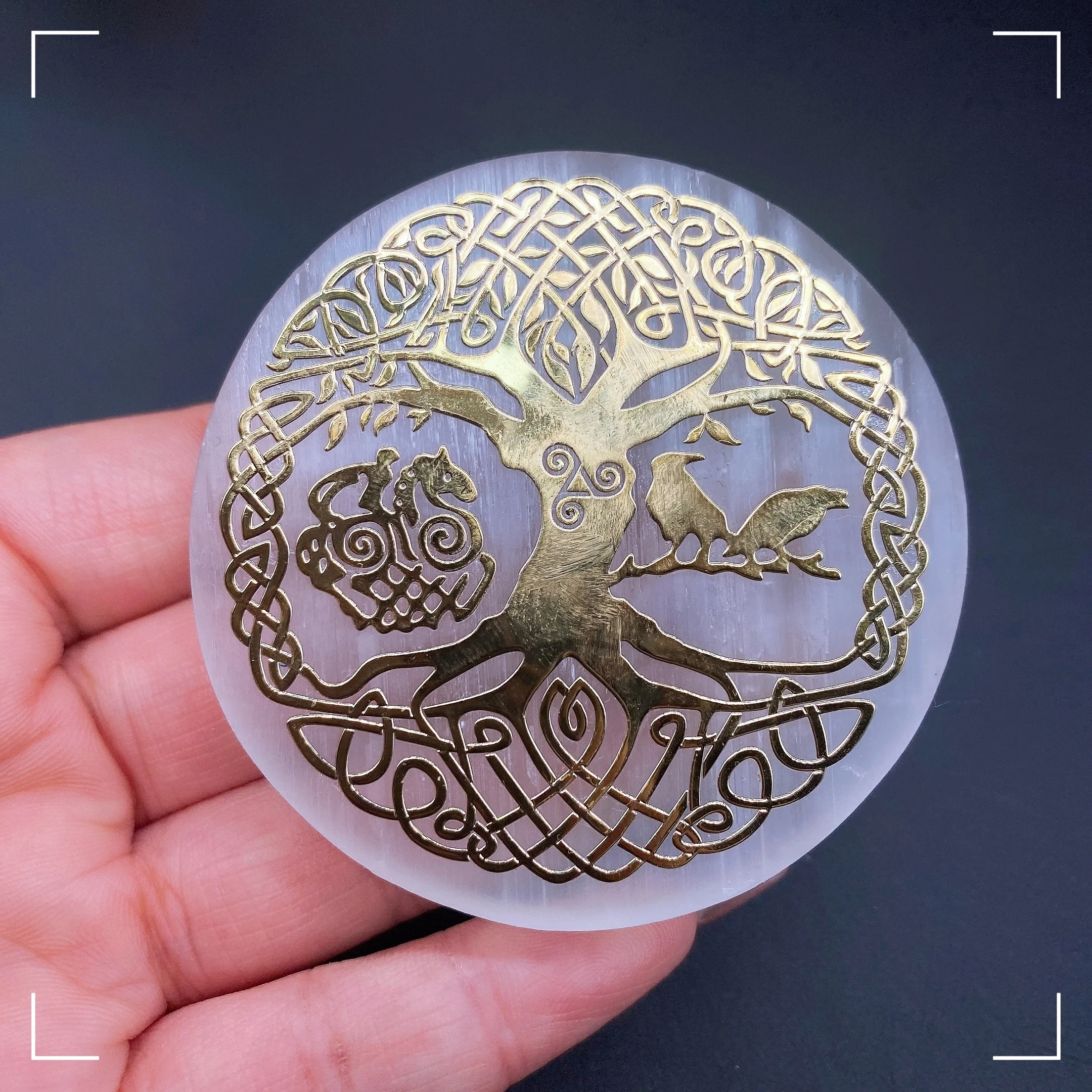 60mm Natural Selenite Stone Crystal Seven Chakras Reiki Healing Disc Chassis Crafts  Collection Home Decor Ornament Gift 5