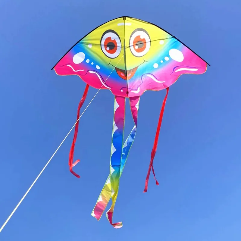 free shipping new smiling kites flying toys for children kites line professional winds kites inflatable toys flying jelly fish