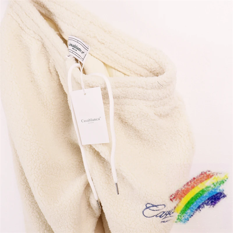 

Berber Fleece Casablanca Sweatpants Men Women 1:1 Best Quality Oversize Embroidery Drawstring Pants