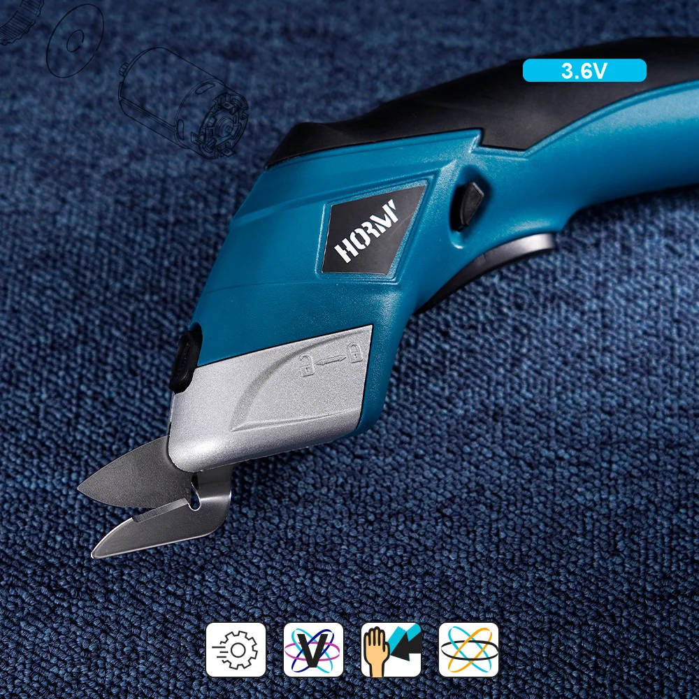 Hormy 3.6V Electric Scissors Sewing Shear Cordless Cloth Cutting Machine Cutter Fabric Cloth Carpet PVC Leather Portable Tool 4