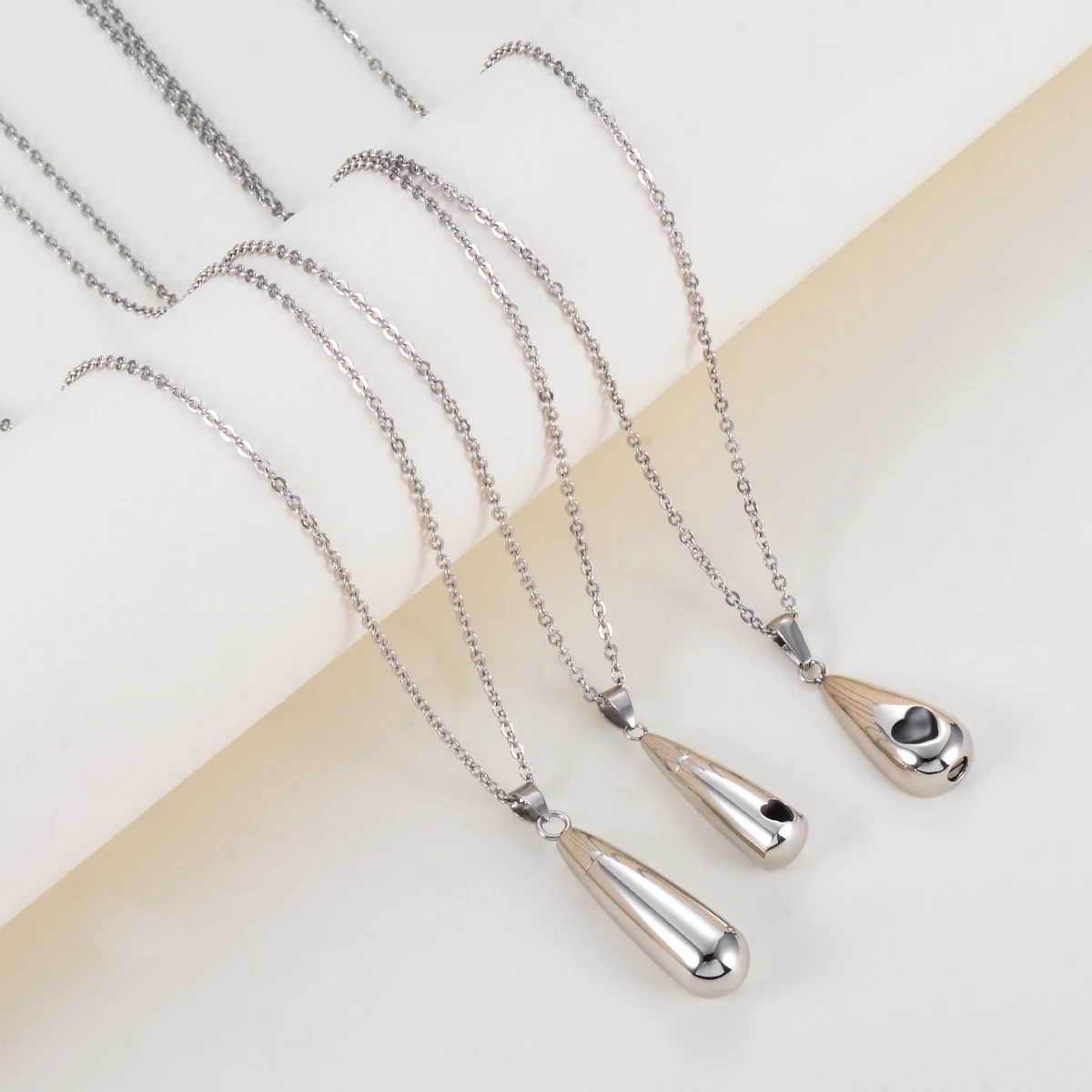 1pc Tear Drop Keepsake Ashes Urn Pendant Memorial Heart Necklace with Screw Open and Close Cremation Jewelry 6