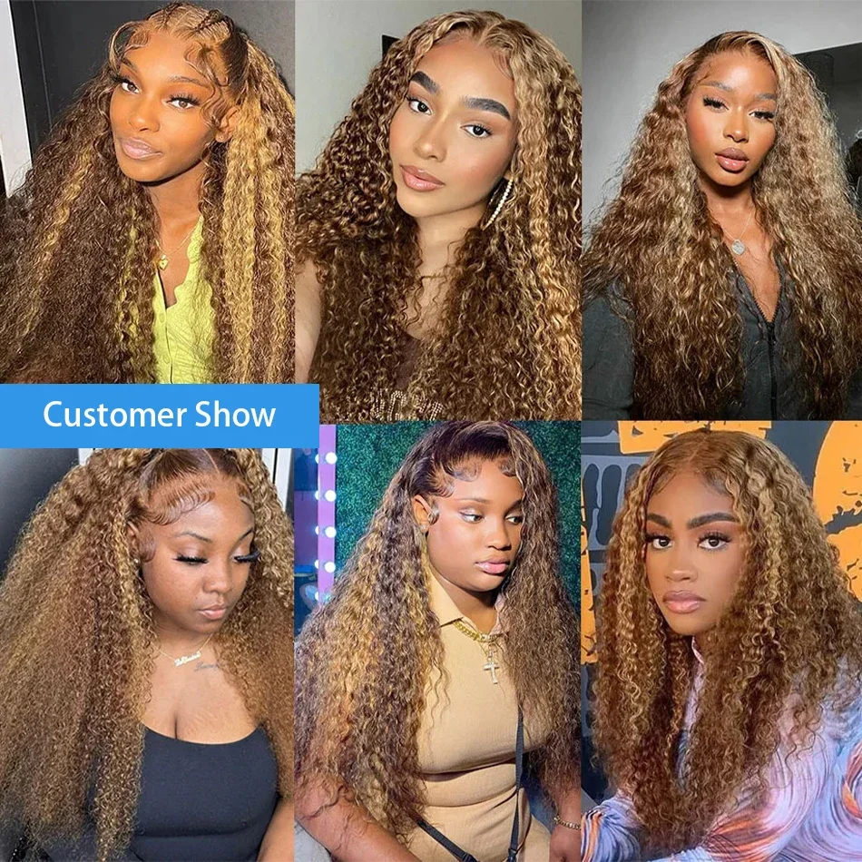13x6 Hd Lace Frontal Highlight Wig Human Hair Wigs Kinky Curly Water Deep Wave 13x4 HD Lace Front Human Hair Wigs For Women