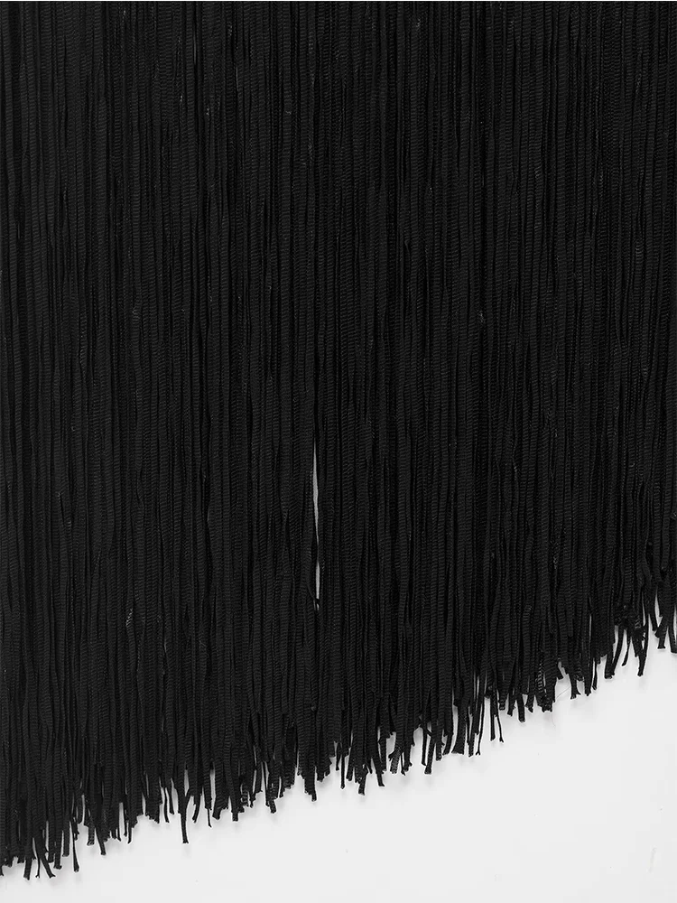 New Women Fringed Dress Chic Sling Sleeveless Sexy Backless Slimming Fashion Ladies Elegant Tassel Patchwork Long Dresses