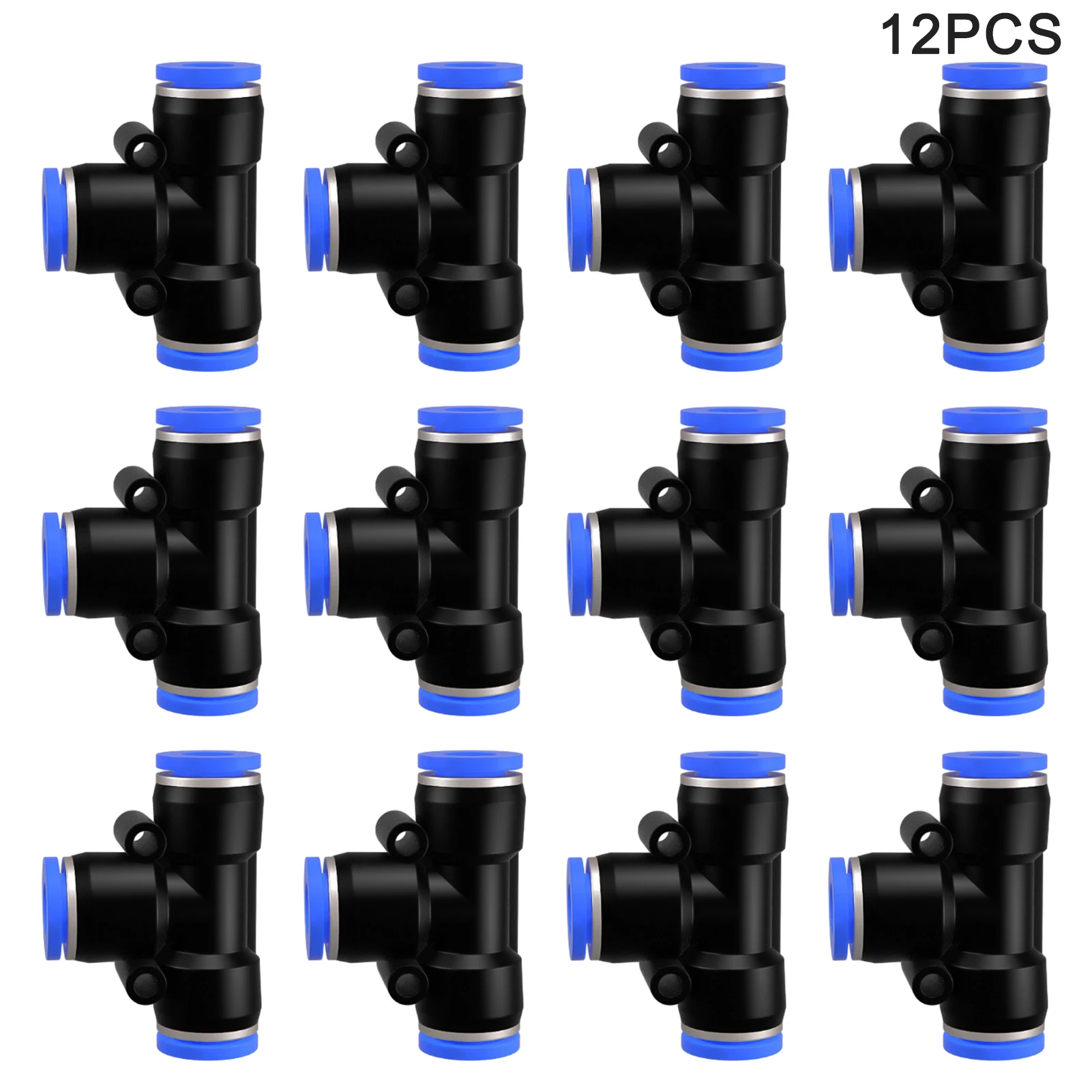 

12pcs Pneumatic Connector T Type Tube Fitting Easy To Install Plastic Pipe Hose PE High Pressure Resistance 3 Way Good Sealing