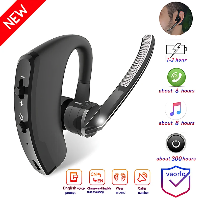 V8 V9 Wireless Bluetooth Business Headset Ear-Hook Left Right Ear Universal Earphone Long Standby With HD Mic Call Sport Music 2