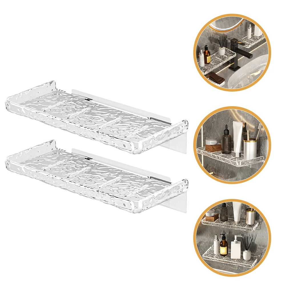 

2 Pcs Wall Mount Shelf For Kitchen Organizing Shower Rack Bathroom Storage Shelves Hanging Make up Seasoning Wall-mounted