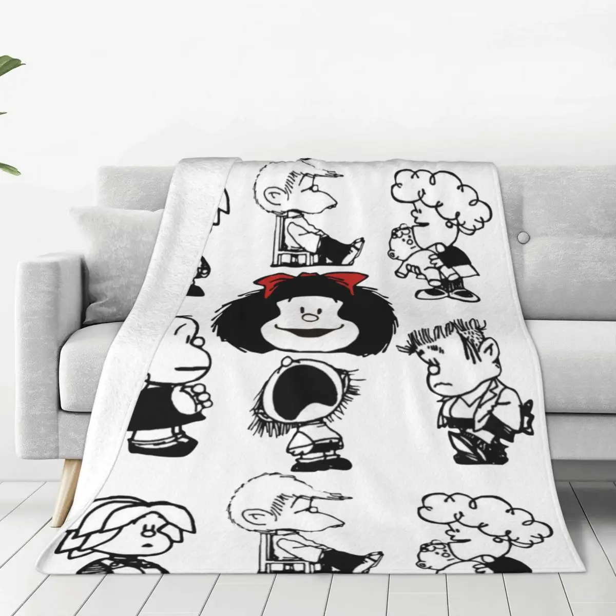 

Cute Mafalda Characters Blankets Fleece Cartoon Super Soft Throw Blanket for Airplane Travel Bedspread