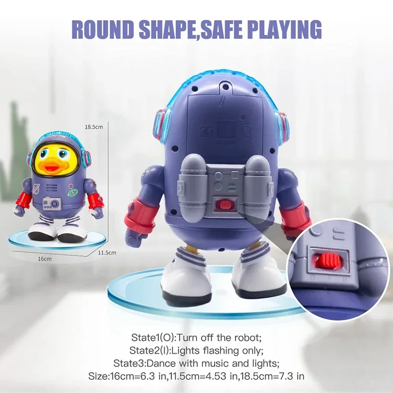 Baby Duck Toy Musical Interactive Toy Electric with Lights and Sounds Dancing Robot Space Elements for Infants Babies Kids Gifts 4