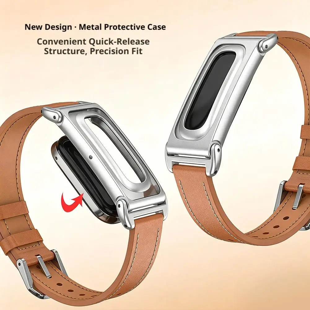 Stylish Microfiber Leather Band with Metal Frame - Breathable Strap