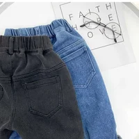 1-7 Yrs Boys Unisex Plus Fleece Winter Pants for Kids Baby Thickening Warm Soft for Girl Children Stretch Fleece Jeans Pants 5