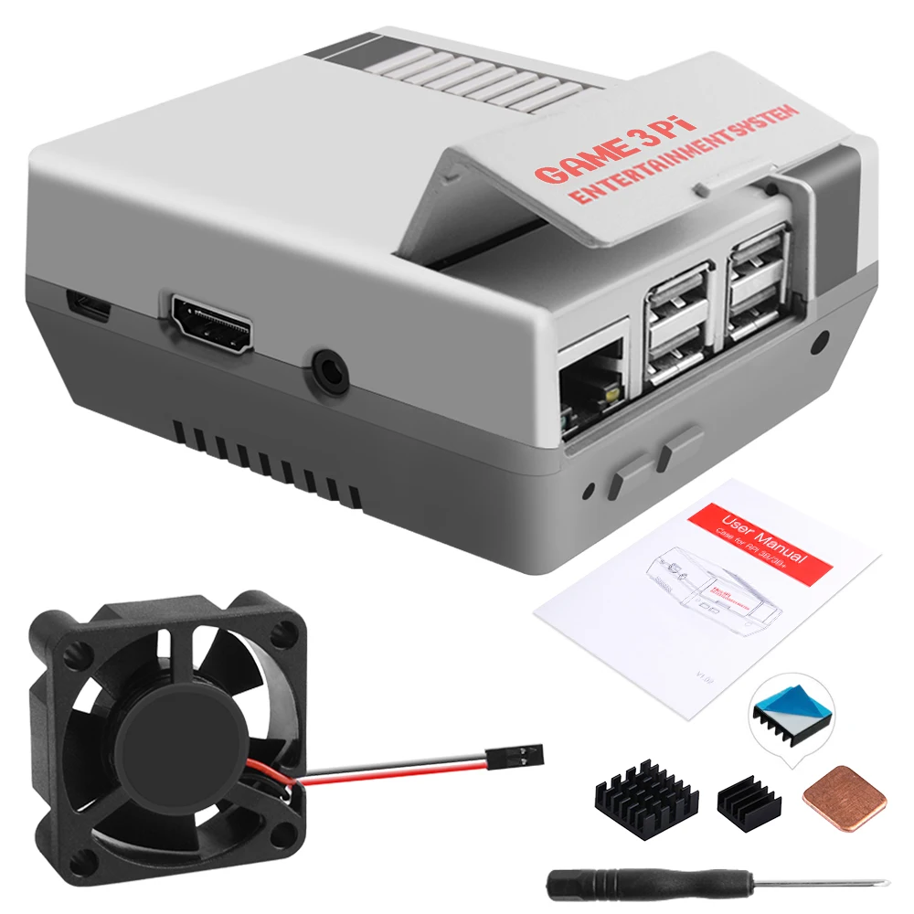 GAME 3Pi NES Case Kit ABS Cooling Fan Heatsinks for Raspberry Pi