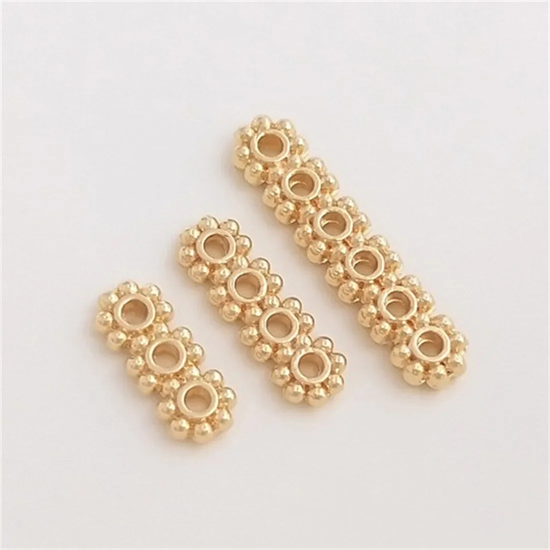 

14K Gold Pack Three Rows Four Rows Snowflake Porous Spacer DIY String Crystal Pearl Bracelet Accessories C286