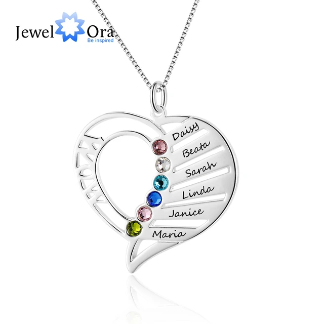 Custom Mother & Child Silver Birthstone Necklace - 3 Stones