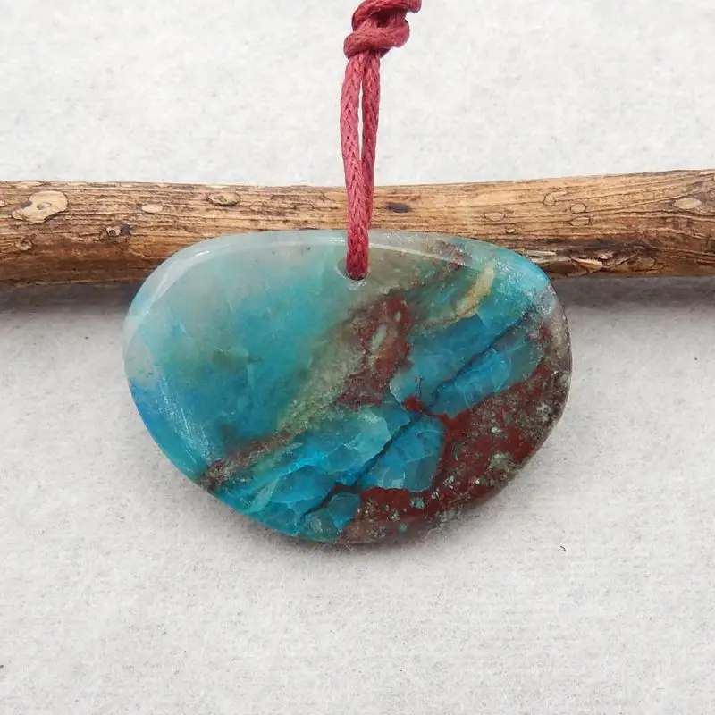Handmade Fashion Pendant Bead Natural Stone Chrysocolla Carving Butterflies Jewelry Necklace Accessories 31x22x5mm 5g