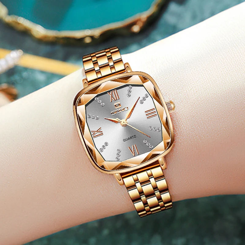 Rose Gold Women Watches 2023 Square Lady Wrist Watch For Female Clock Stainless Steel Women Watch Brand Luxury relogio feminino