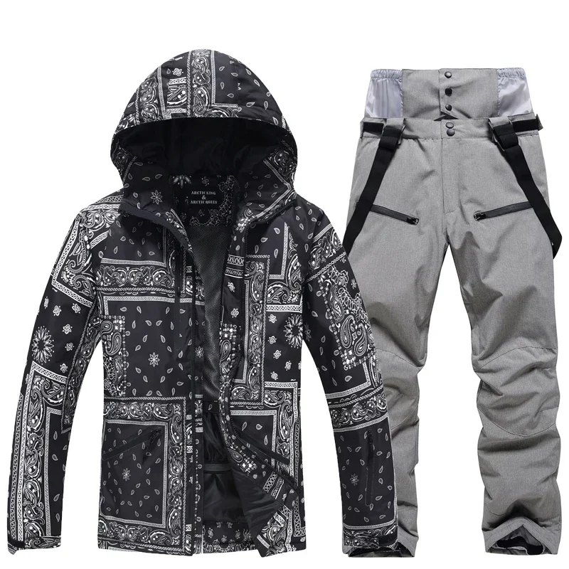 Winter Ski Suit Set Cold Snowboard Men/Women Double Board Hooded Skiing Ski Suit Waterproof Windproof Outdoor Skiing Jacket/Pant 5