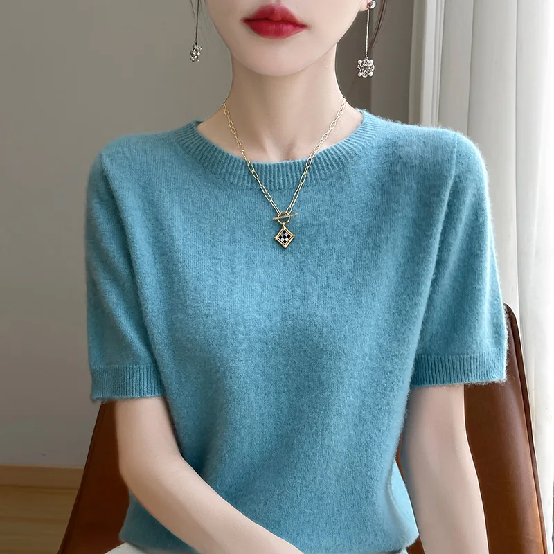Women Sweater New Cashmere Short sleeve sweater Women O-Neck Pullover Autumn And Winter