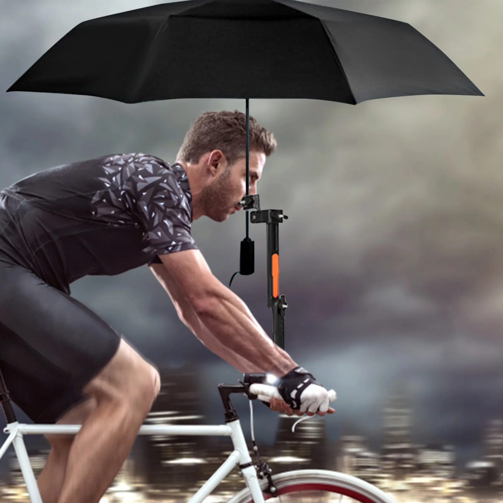 1 PC Bicycle Umbrella Holder Wheelchair Umbrella Connector Stroller Stands Any Angle Swivel Rain Gear Tool