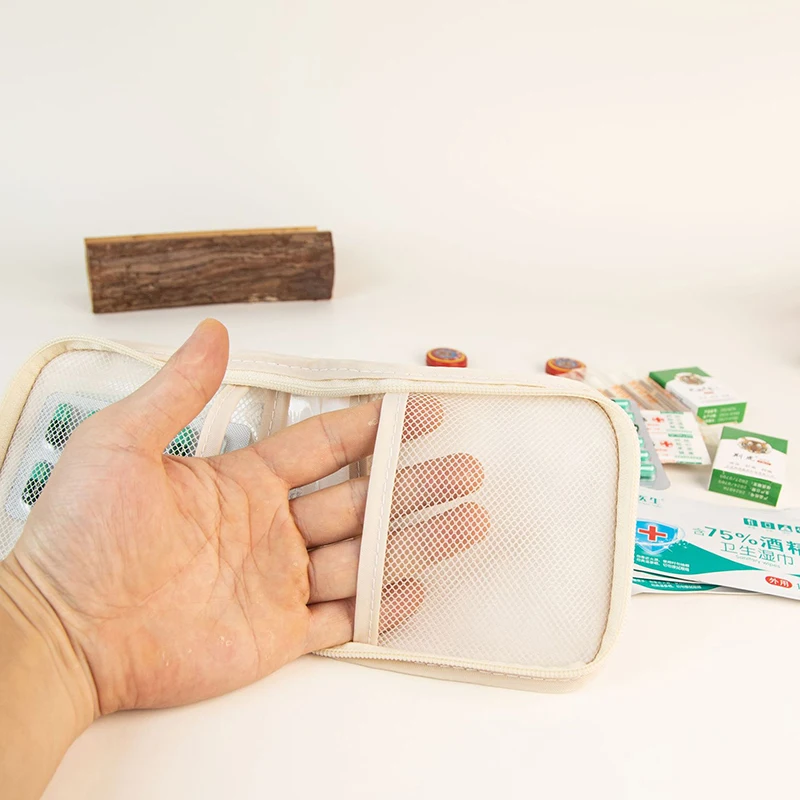 Mini Medical Pouch Portable Foldable Large Opening With Zip Sort First Aid Kit Outdoor Travel Essential Storage Bag