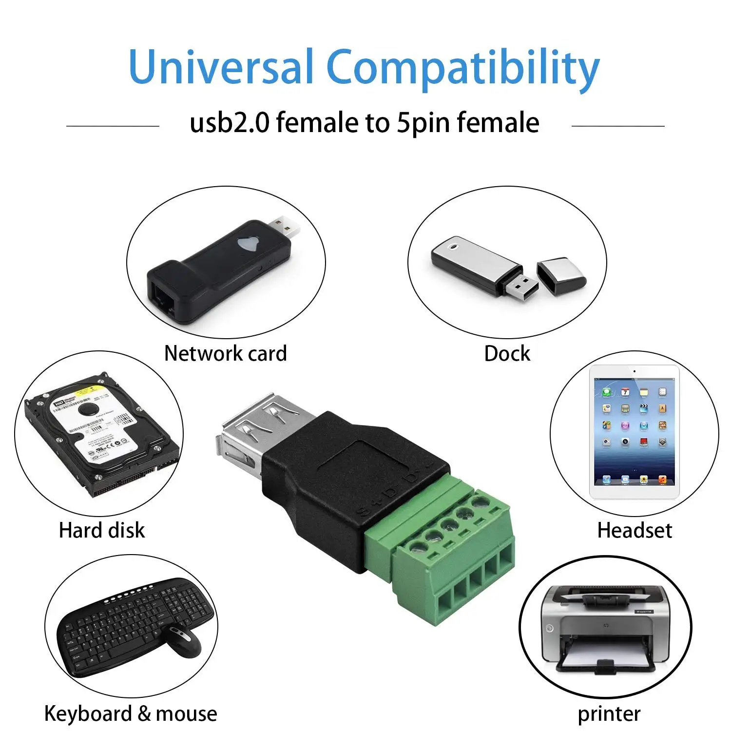 Riertostng USB 2.0 Adapter - 5-Pin Schraubklemme Für DIY Elektronik Projekte