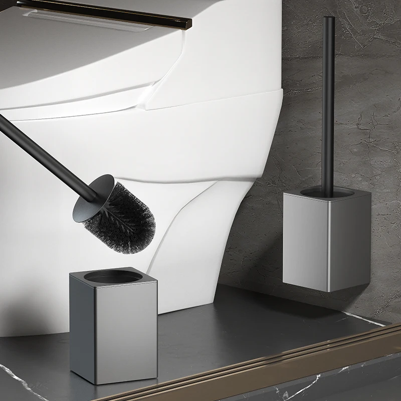 Bathroom Toilet Brush Holder Wall Mounted Household Cleaning Tools No Punching Install Space Aluminum Toilet Brushes WB8712 toilet brush holder