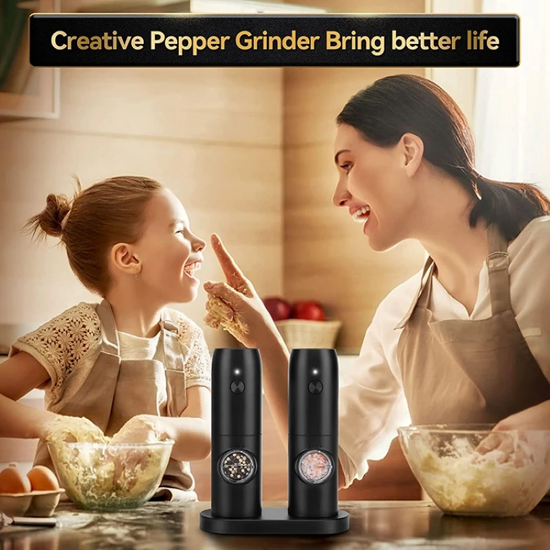 Electric Automatic Salt and Pepper Grinder Set USB Rechargeable Adjustable  Coarseness Spice Mill With LED Light Kitchen Tool - AliExpress