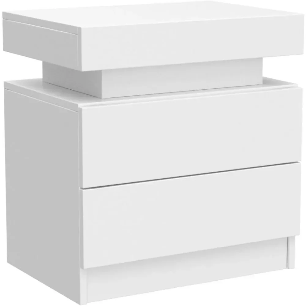 Nightstand Set of 2 LED Nightstand with 2 Drawers,Bedside Table with Drawers for Bedroom Furniture,Side Bed Table 5