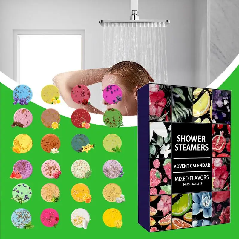 24pcs Shower Steamers Advent Calendar kit Aromatherapy Shower Bombs Self Care and Relaxation Stress Relief Bath Bombs 3